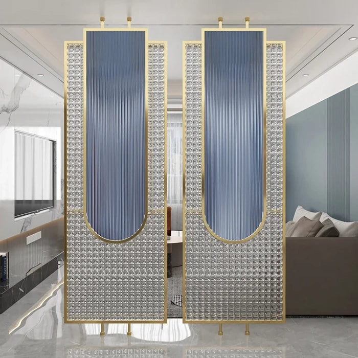 Premium SS Partition With Fluted Glass – 8×2 ft