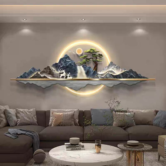 3D mountain Tree Wall Decor Design With LED