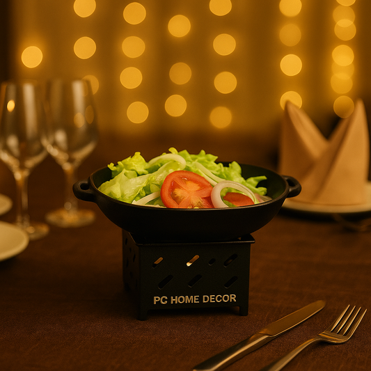 Round Grilled Snacks Warmer With Burner