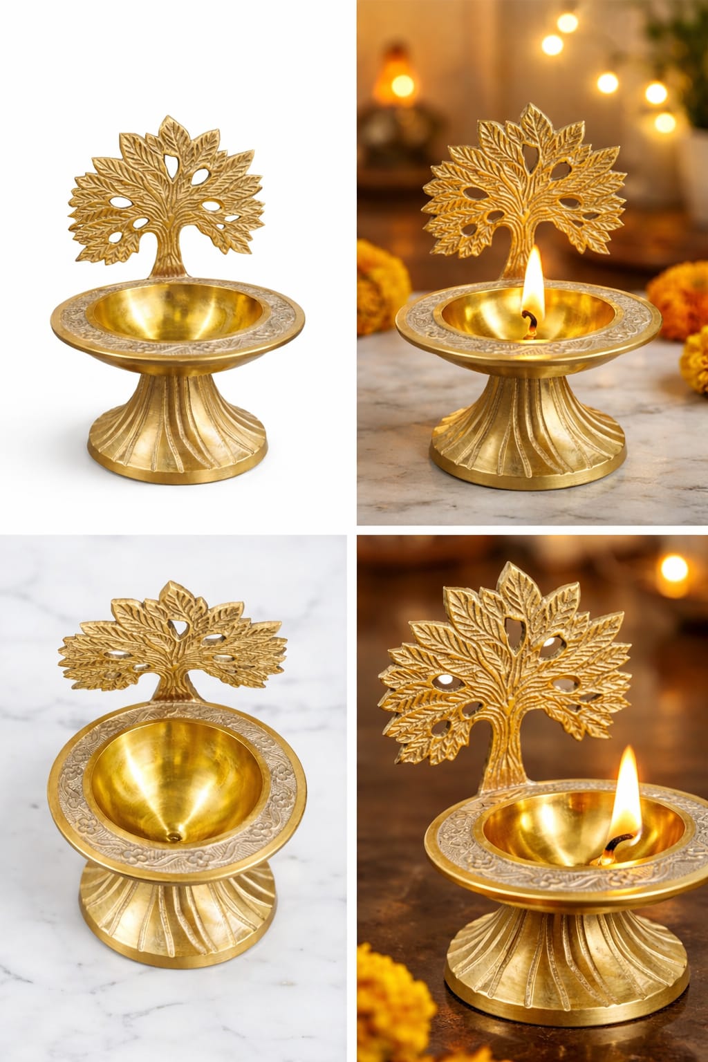Pure Brass Kalpariksha Diya, Set of 2 pcs