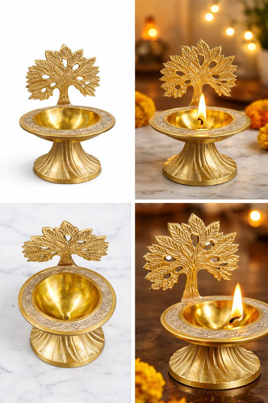 Pure Brass Kalpariksha Diya, Set of 2 pcs