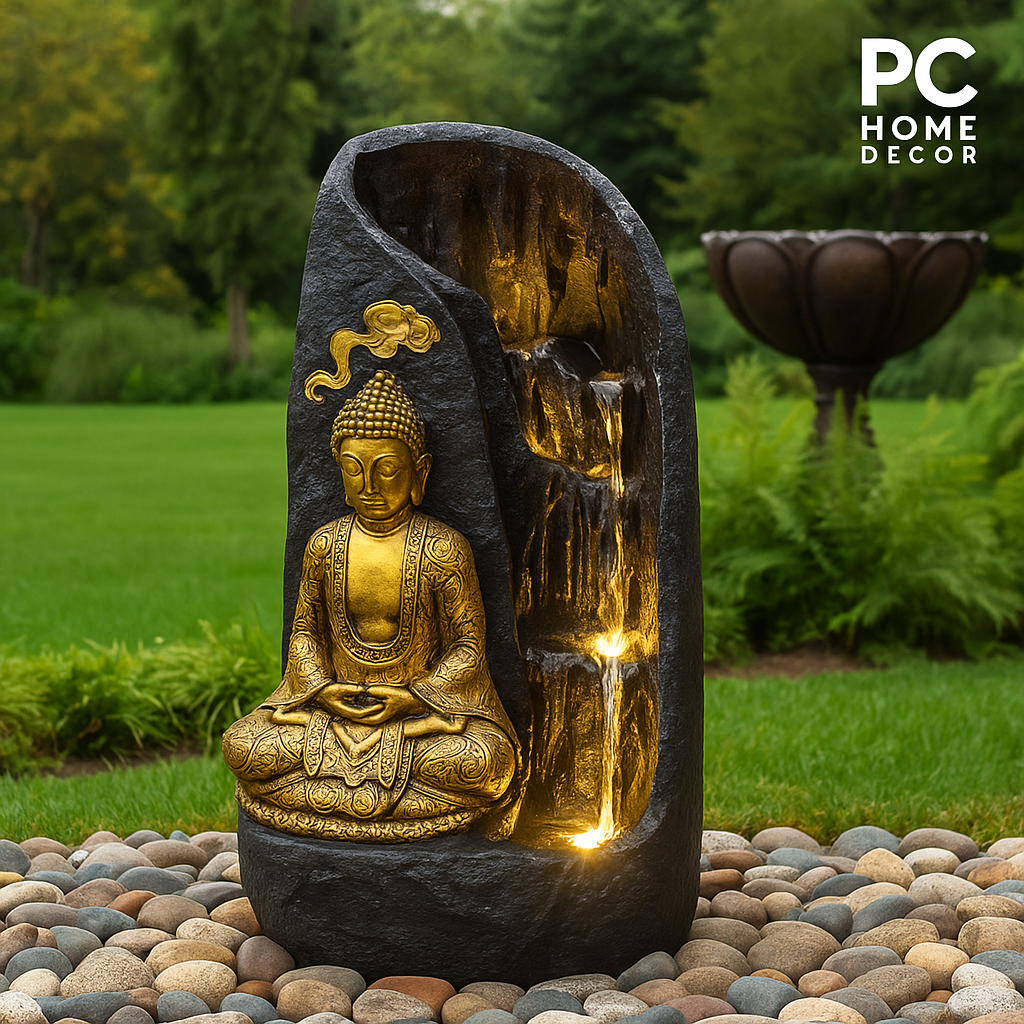 PC Home Decor | Golden Buddha Fountain, Brown
