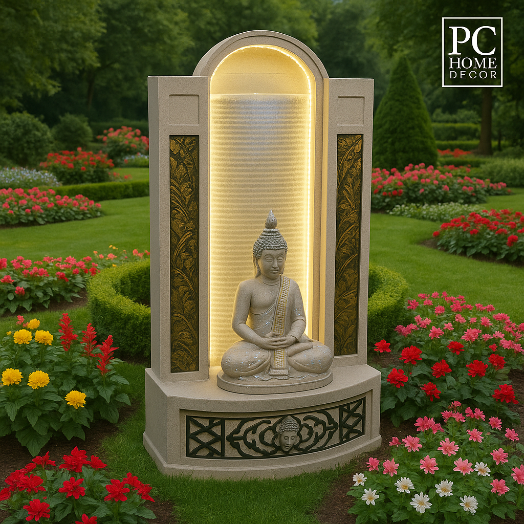 Buddha Fountain, White and Gold
