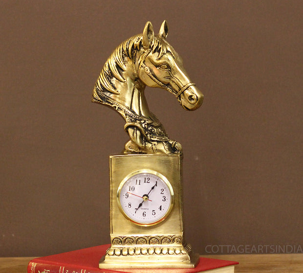 Brass Horse Head Table Clock