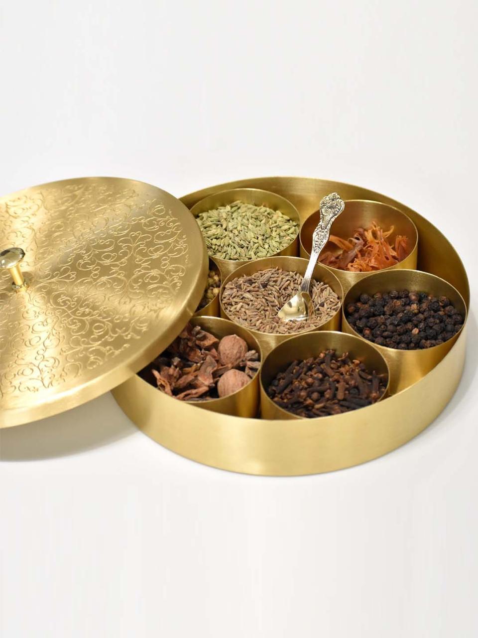 Brass Masala box Elevate Your Spice Collection with Style