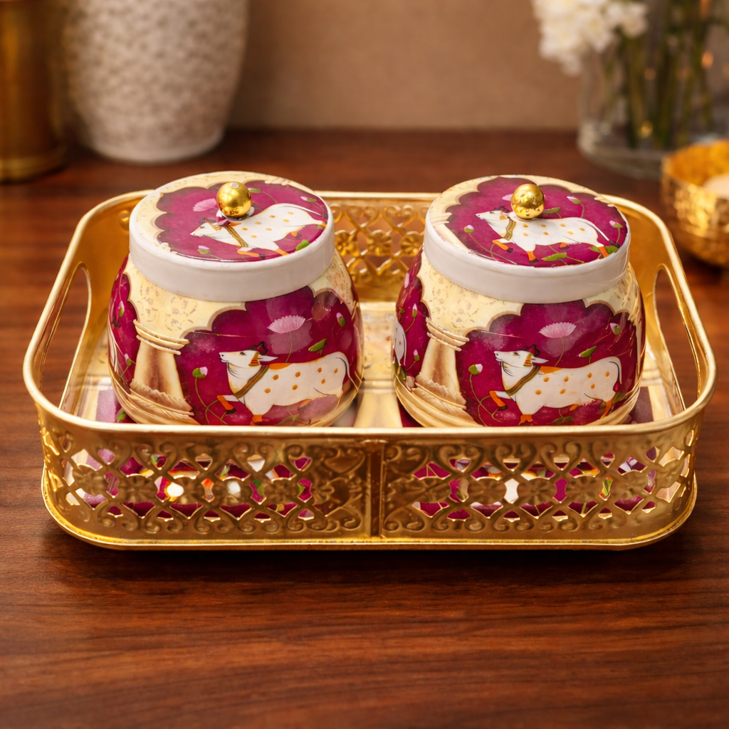 Premium Decorative Tray Jar Set