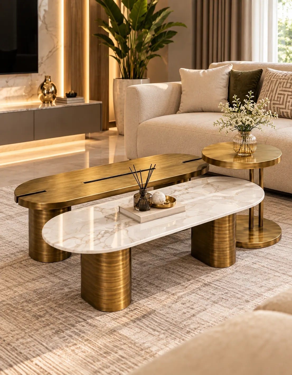 Premium Large Centre Table With PVD Coated
