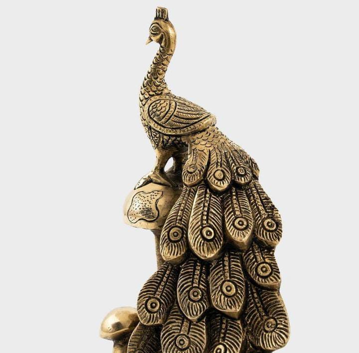 Brass Peacock on Mashroom Set