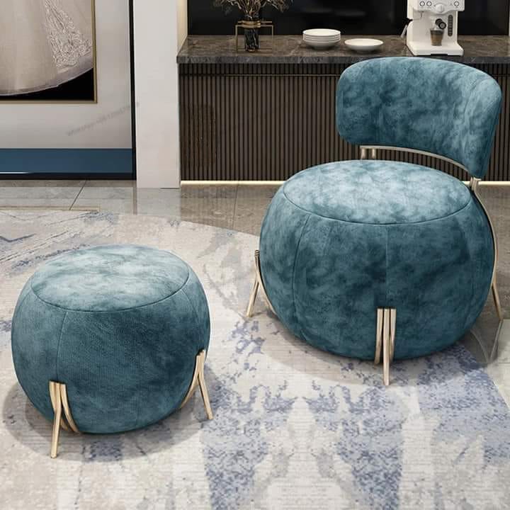 Accent Chair With Foot Rest Modern Luxury Armchair Gold Metal Frame