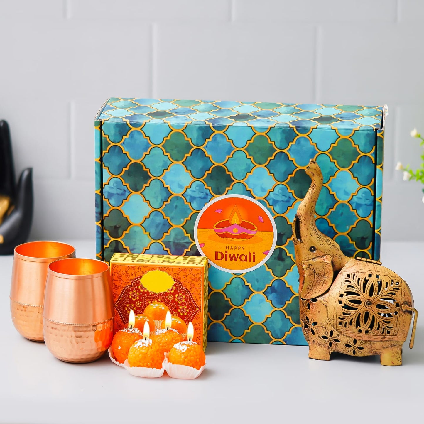 Elephant Bliss Gift Set With Copper Glasses