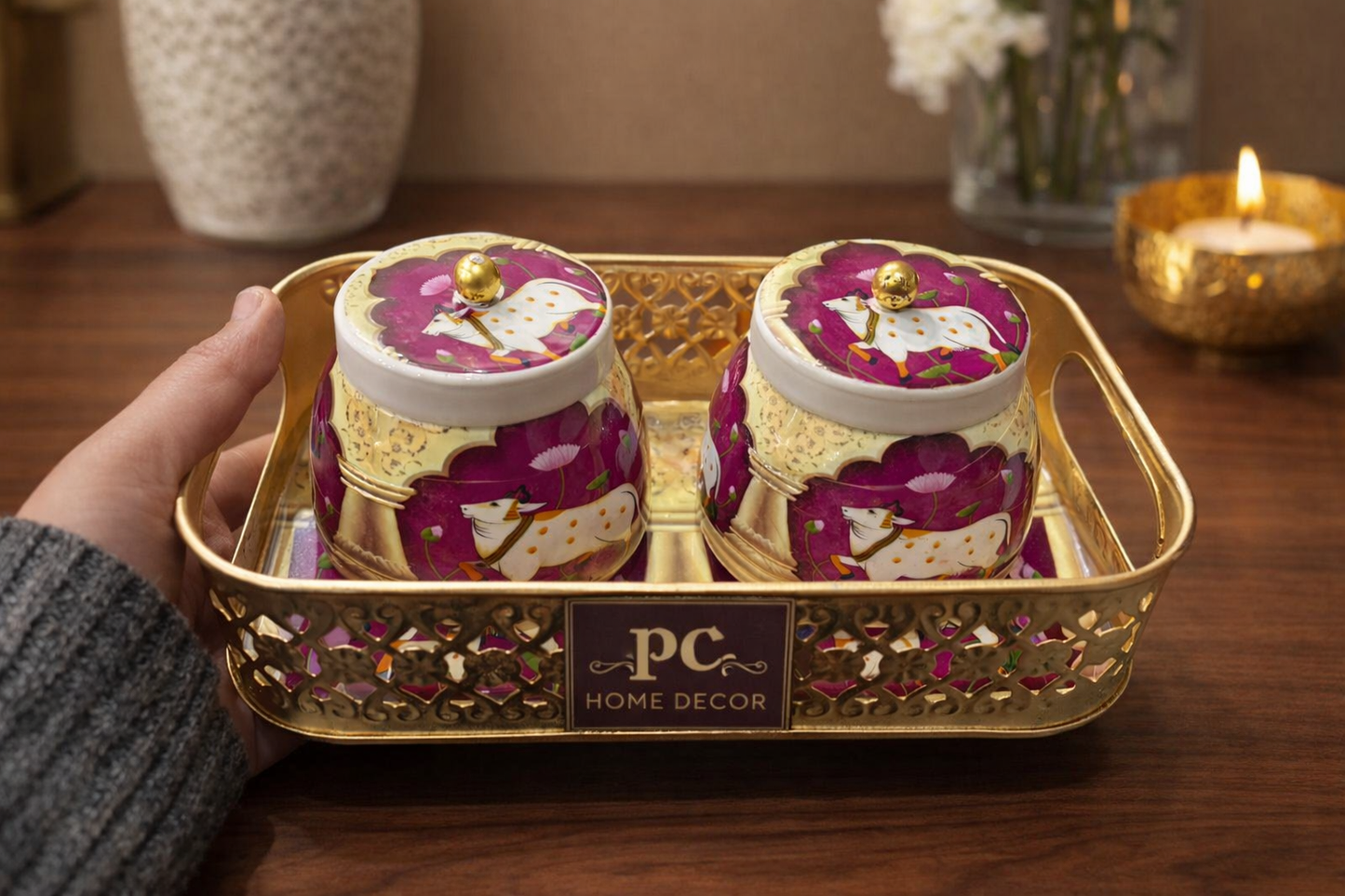 Premium Decorative Tray Jar Set