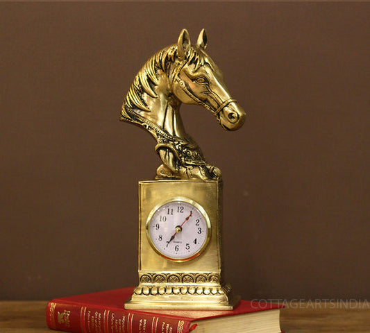 Brass Horse Head Table Clock