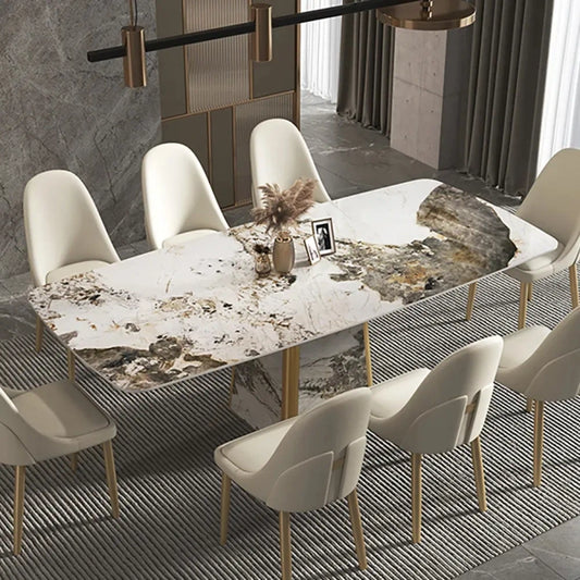 Contemporary Luxury Rectangular Plush Dinning Table