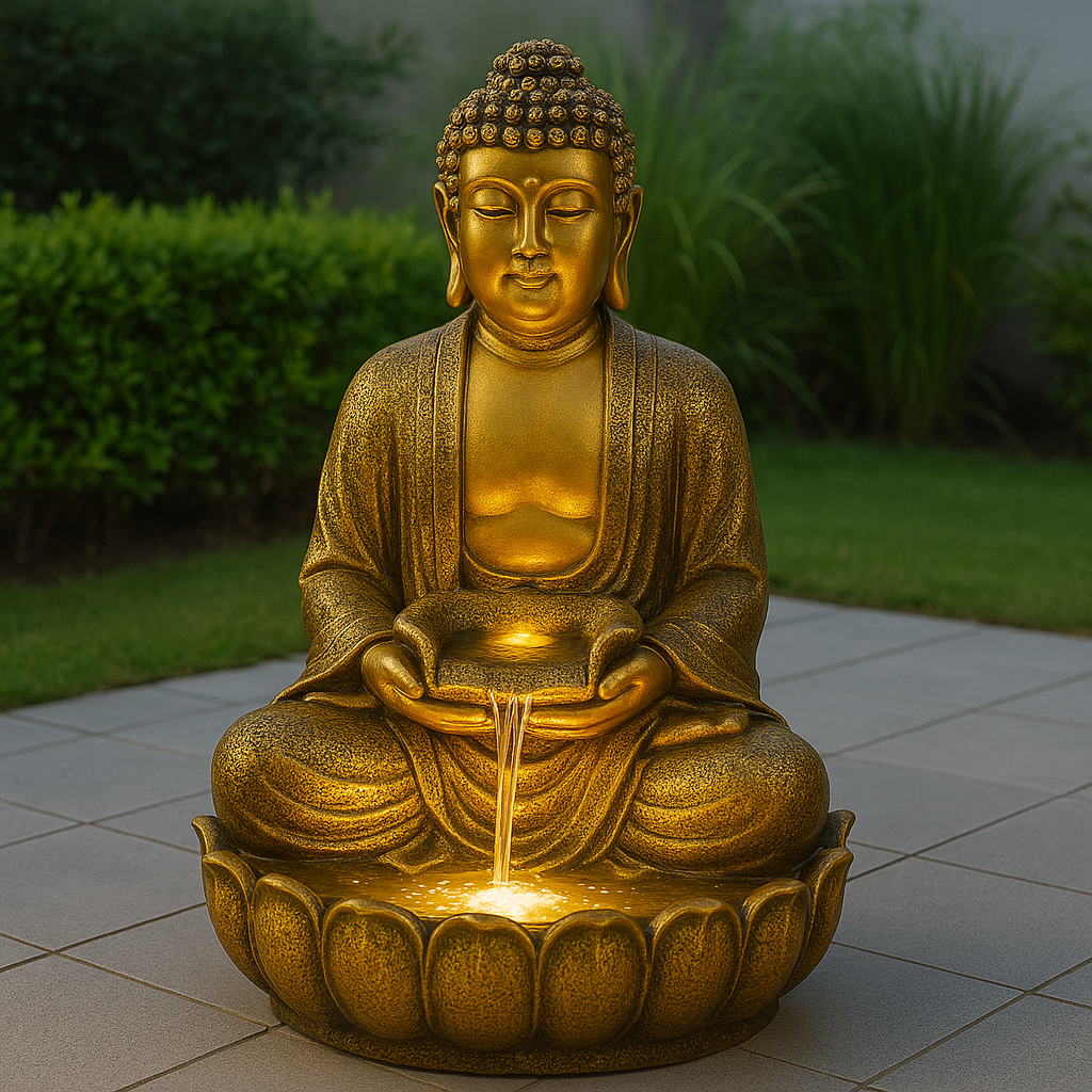 PC Home Decor | Fibre Indoor Buddha Decor, Gold