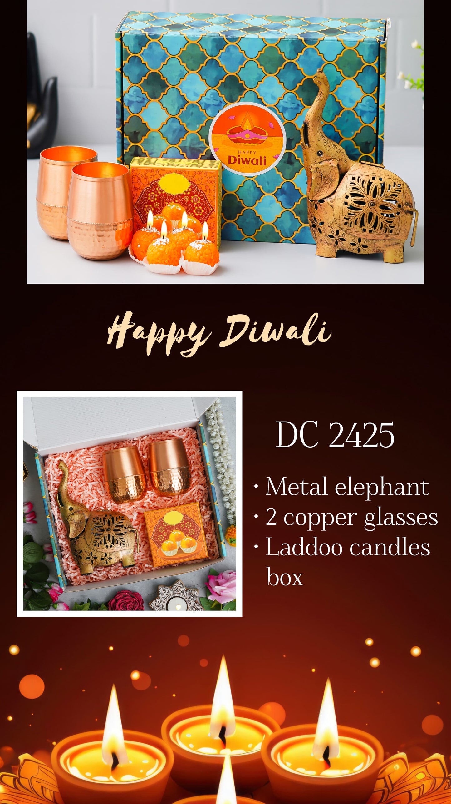 Elephant Bliss Gift Set With Copper Glasses