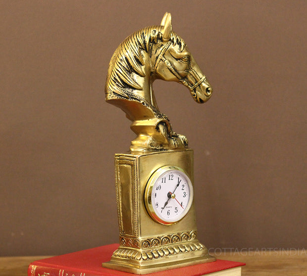 Brass Horse Head Table Clock