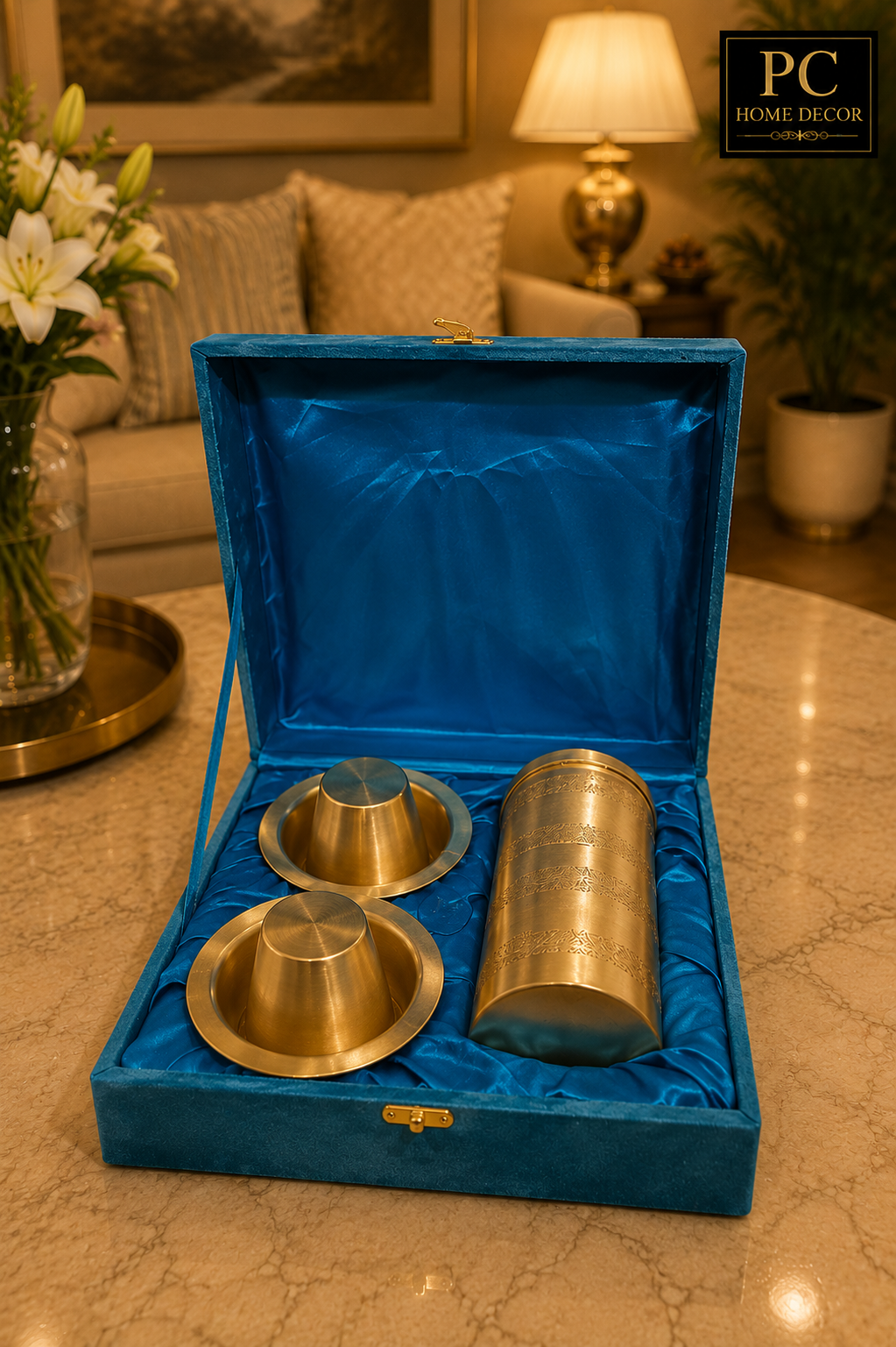 Pure Brass Coffee Filter & Darbar Cup Set