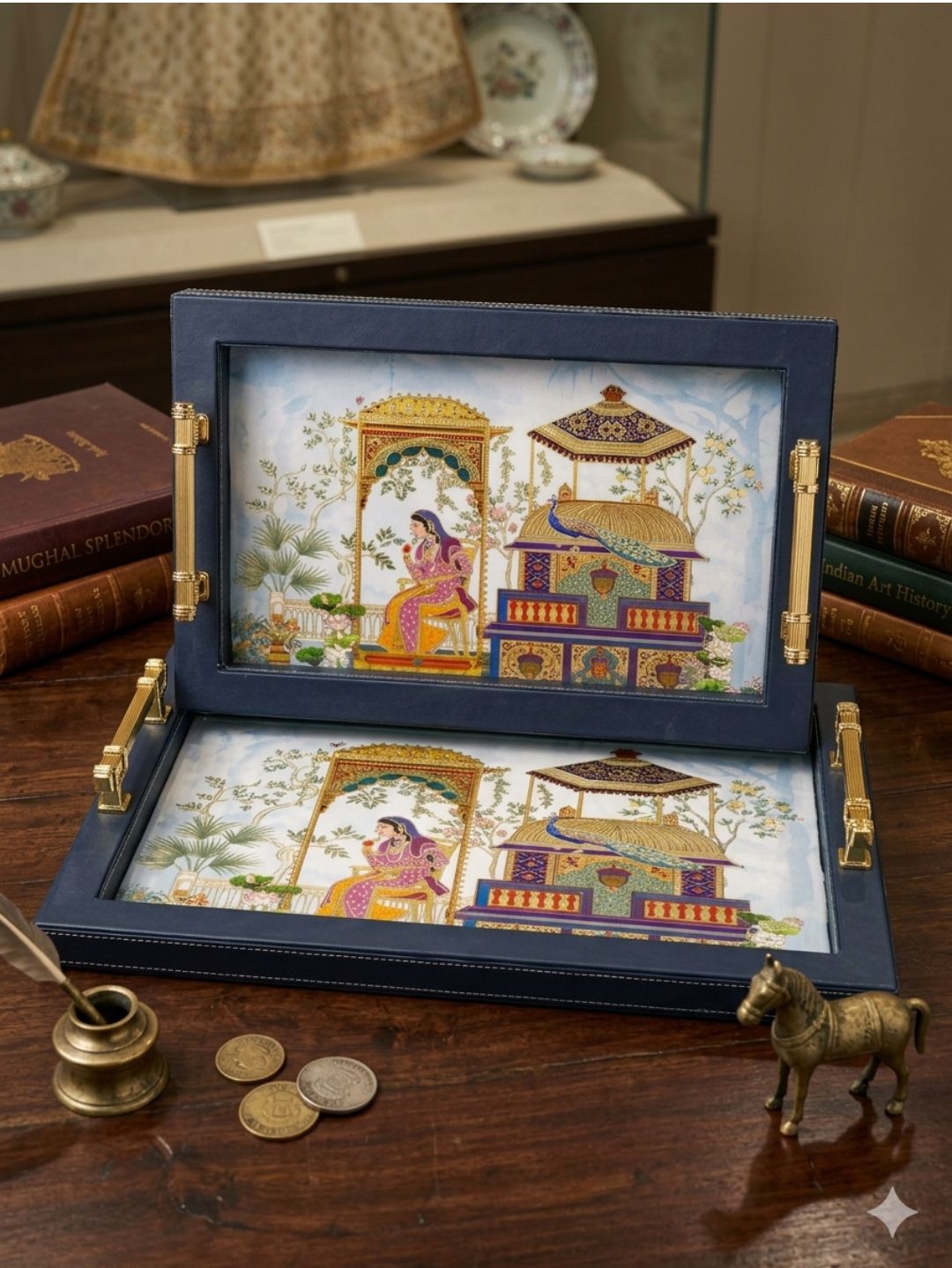 Serve With Leather Tray Set