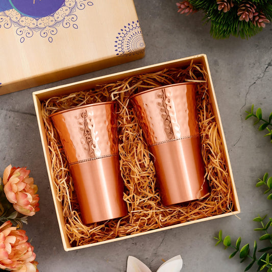 Two Copper Glass Set With Gift Box Packing