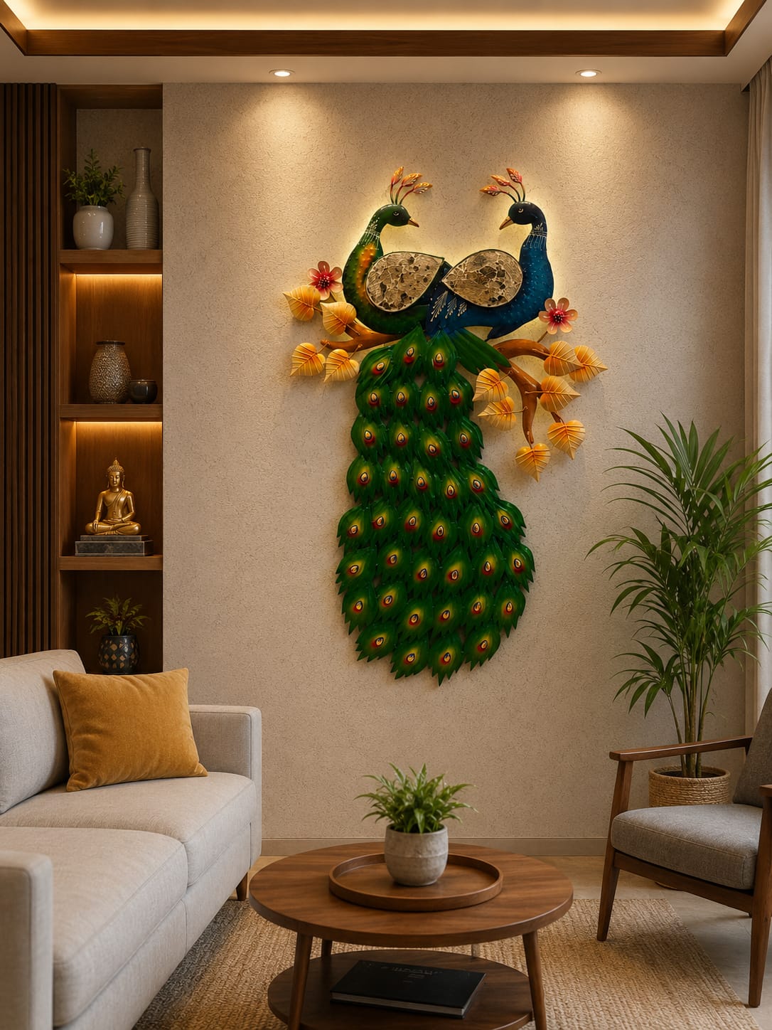 Metal Two Faces Wall Decor With LED