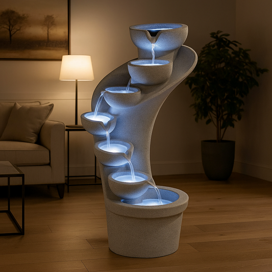 PC Home Decor | LED Diya Payali Fountain, White