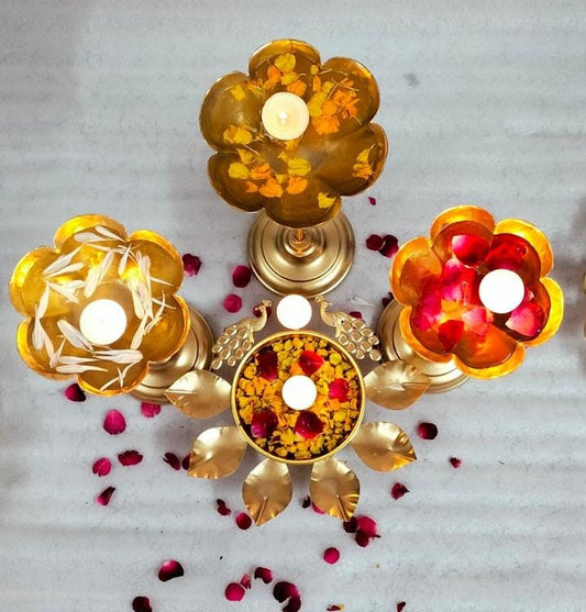 Peacock Urli With Taj Stand Set