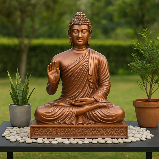 4 Feet Buddha Statue – Fiber Stone | 34" W x 22" D