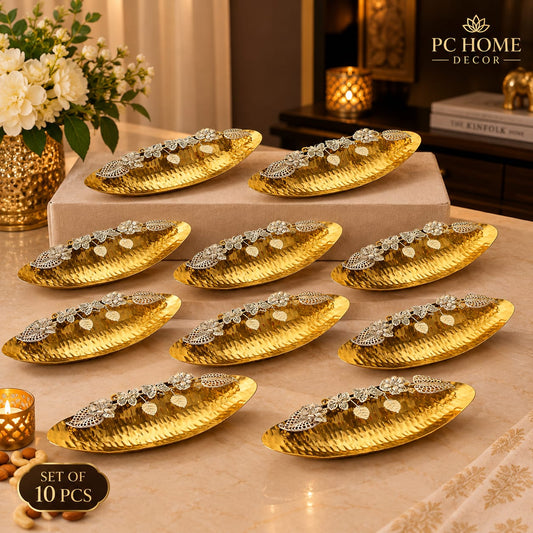 Premium Golden Decorative Tray,Set of 10pcs