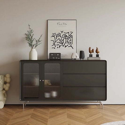 Console Table With Maple Storage, Black