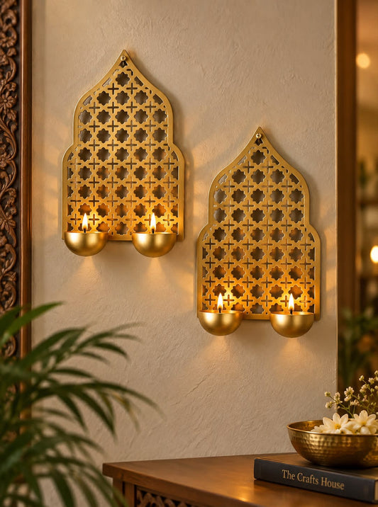 Wall Diya In Gold, Set of 2 pcs