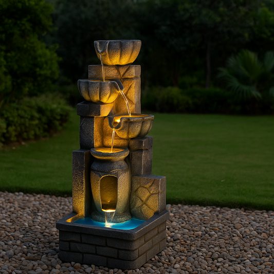 PC Home Decor | Big Diya FRP Fountain, Grey