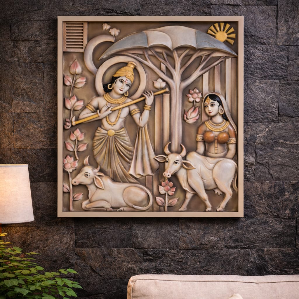 Radha Krishna Antique Wall Decor