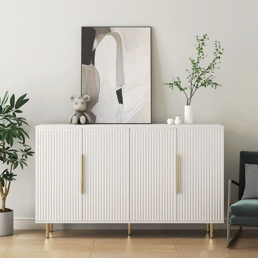 Console Table With Storage, White and Gold