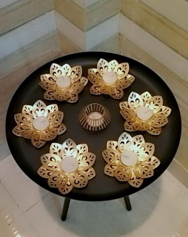 Floral shaped Diyas, Set of 10 pcs