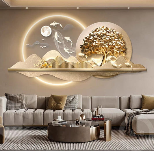 Golden Harmony 3D Wall Decor With LED
