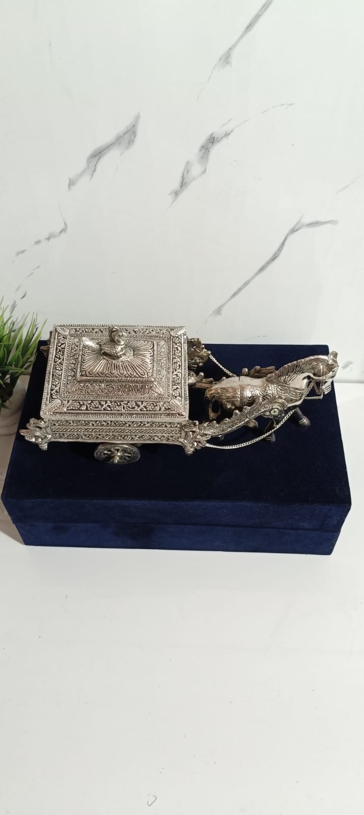 German Silver Antique Finished Horse Cart