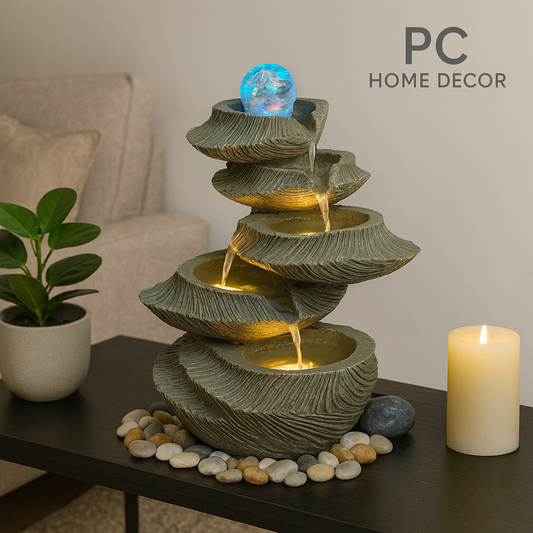 PC Home Decor | Spiral Diya LED Fountain, Grey