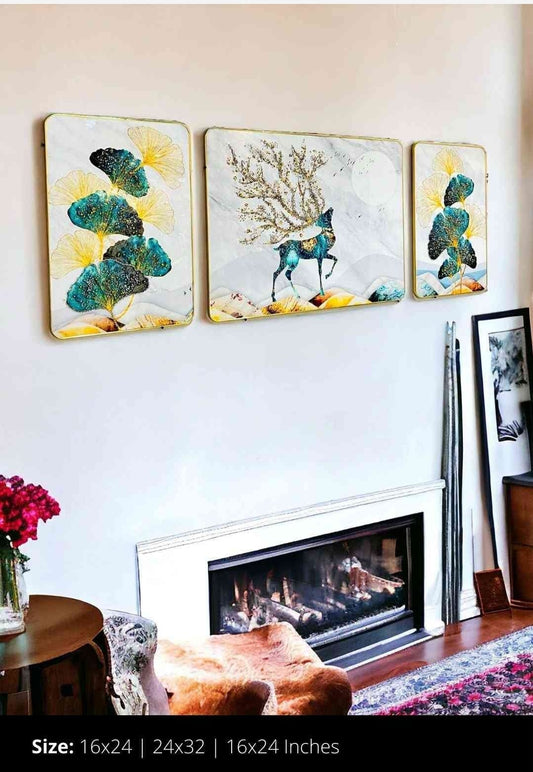 Crystal Painting on Deer and Flower