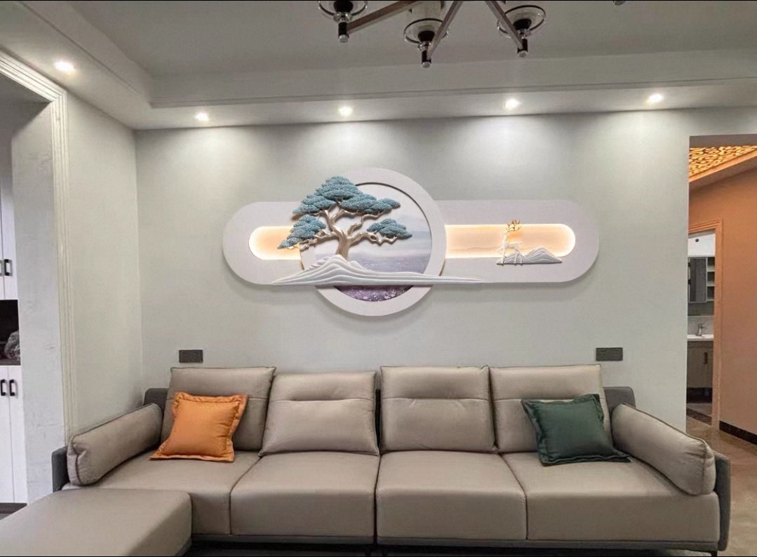 The Tranquil Pine & Deer – 3D Resin Wall Decor