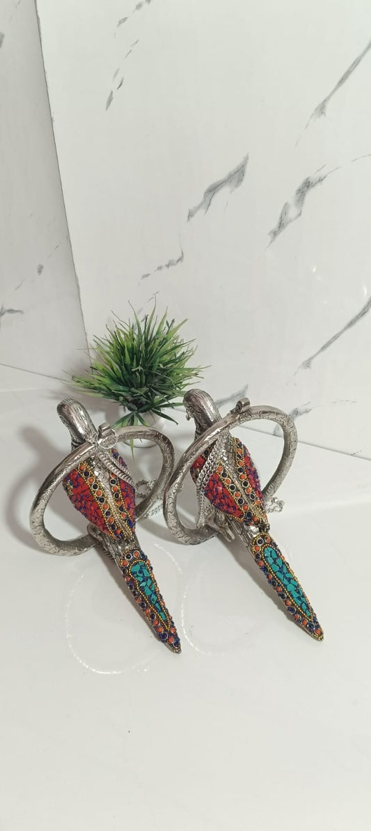German Silver Big Size Hanging Parrot Art, Set of 2pcs