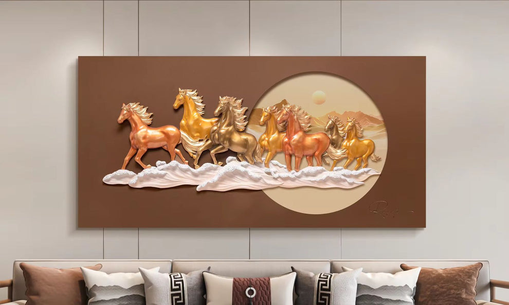 Premium Wall Art Riding the Wind - Large 3D Horse Wall Art - With LED Light