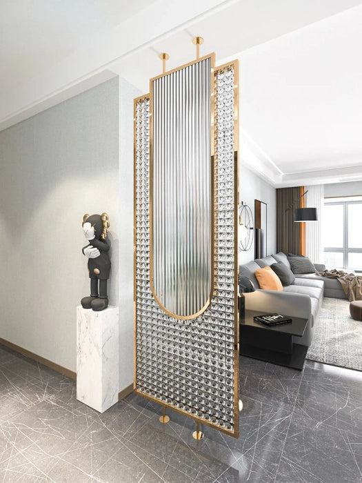 Premium SS Partition With Fluted Glass – 8×2 ft