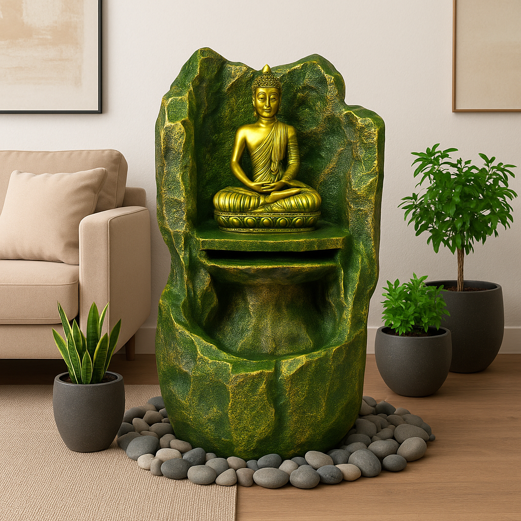 PC Home Decor | Mountain Buddha Fountain, Green