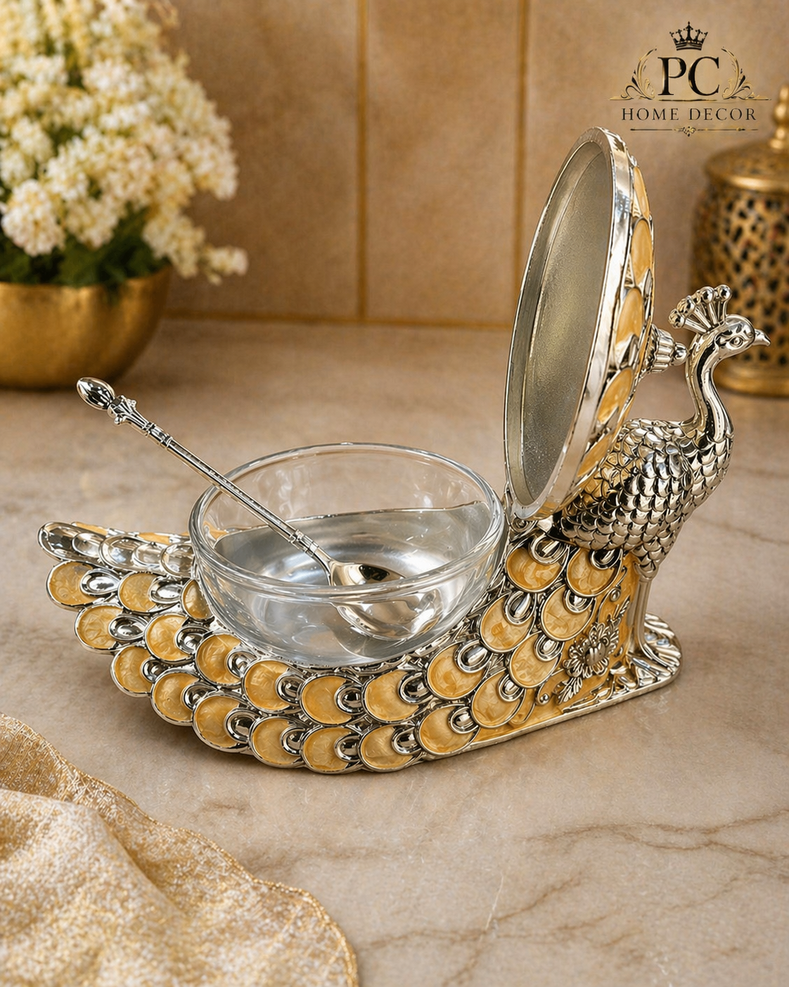 Royal Peacock Luxury Dry Fruit Bowl with Lid