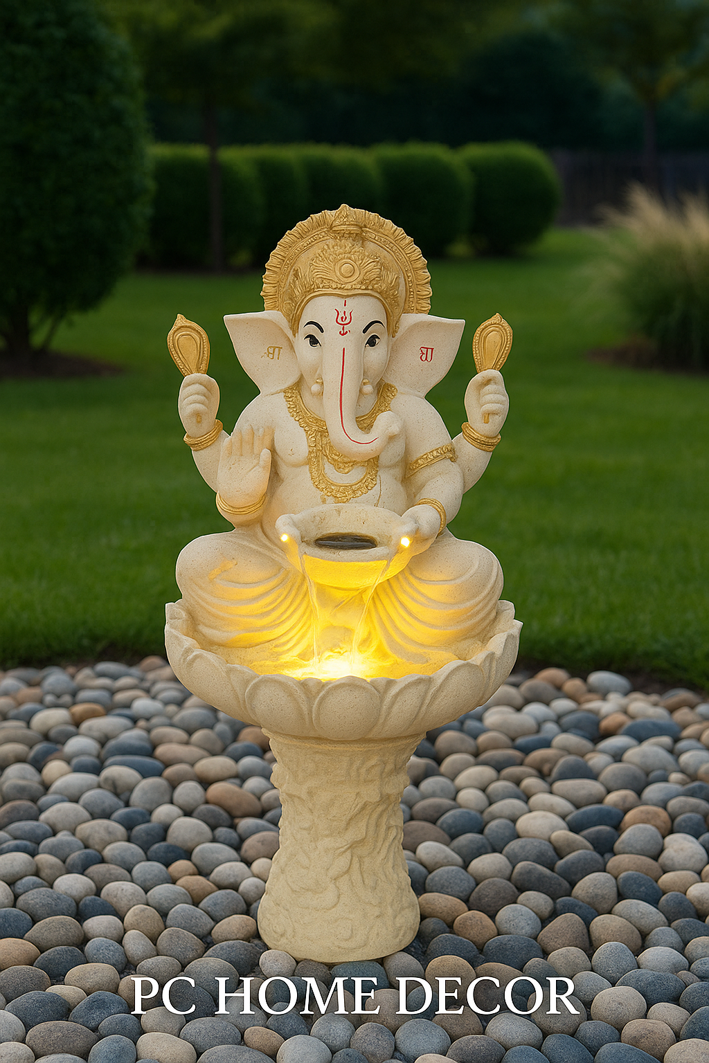 PC Home Decor | Ganesha Fountain, White