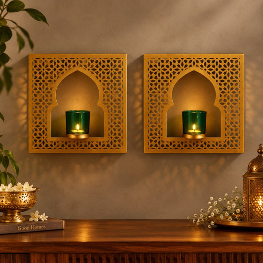 Gold Abstract Wall-Mounted T-Light Holder