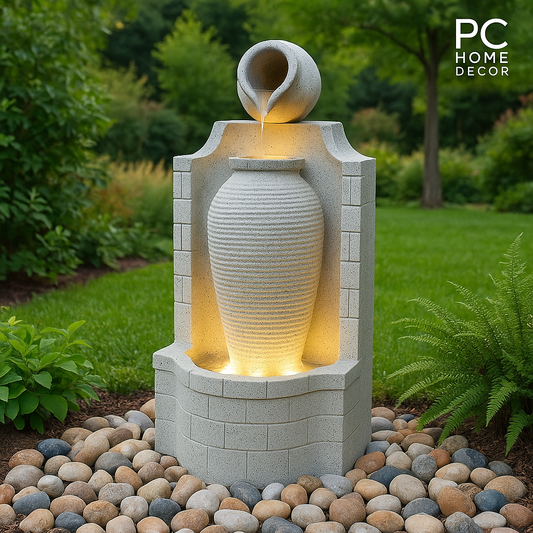 PC Home Decor |White Big fibre matka Fountain