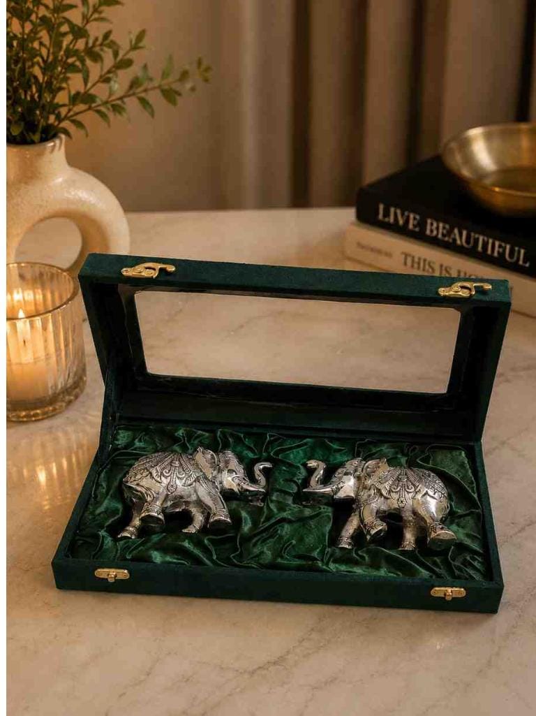 German Silver Elephant Pair with premium Luxury Gift box