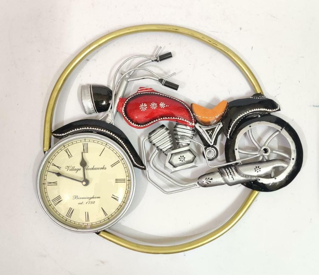 PC Home Decor | Small Ring Bike Clock, Gold and Black