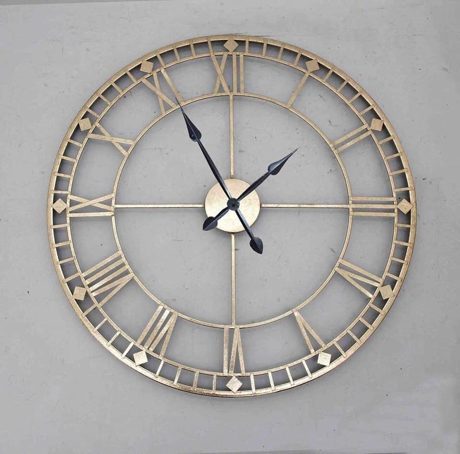 PC Home Decor | Large Metal Roman Wall Clock, Gold